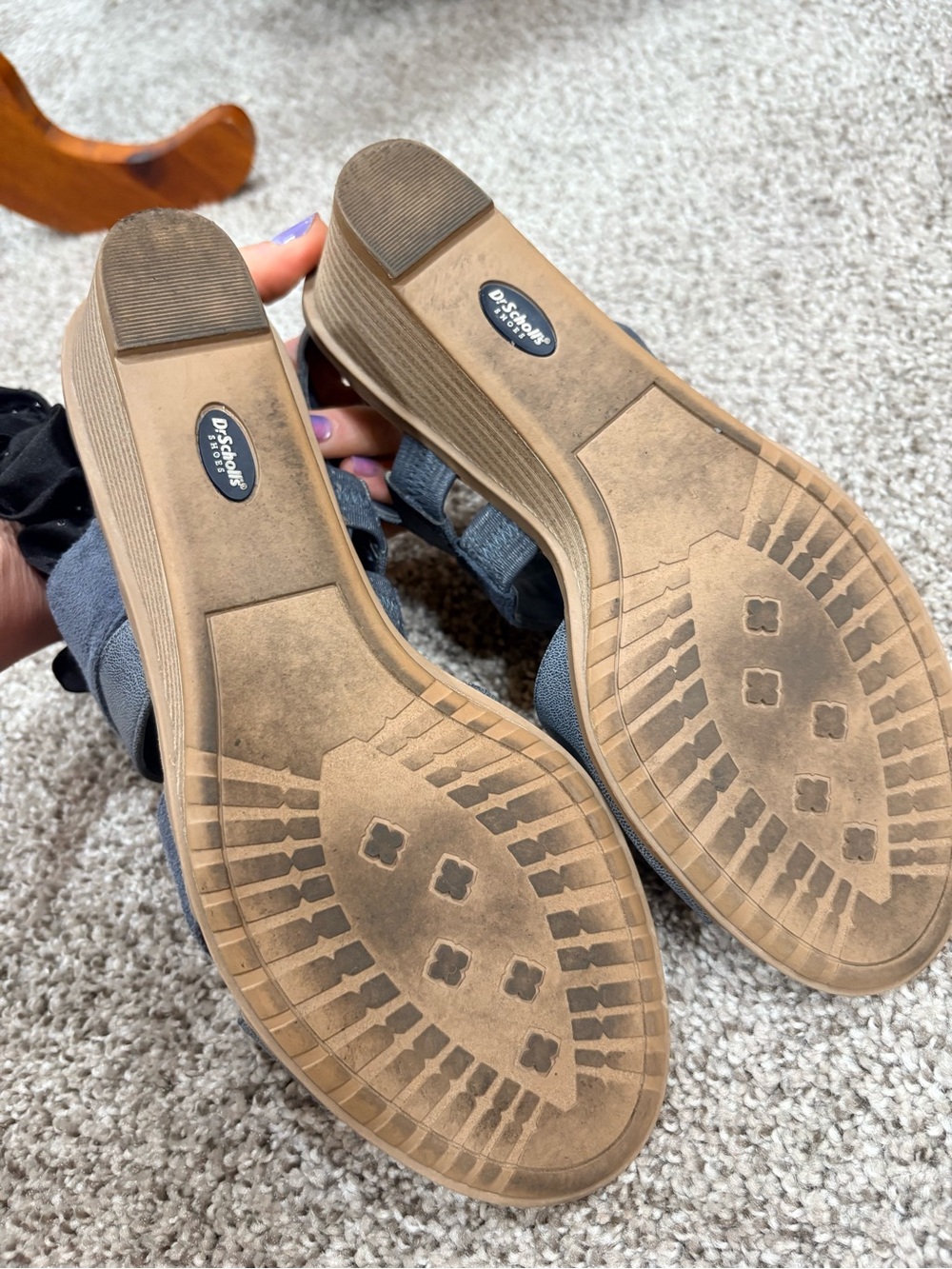 Dr Scholl’s Grace Women's Suede Strappy Wedge Sandal - Gray Blue - Picture 12 of 12